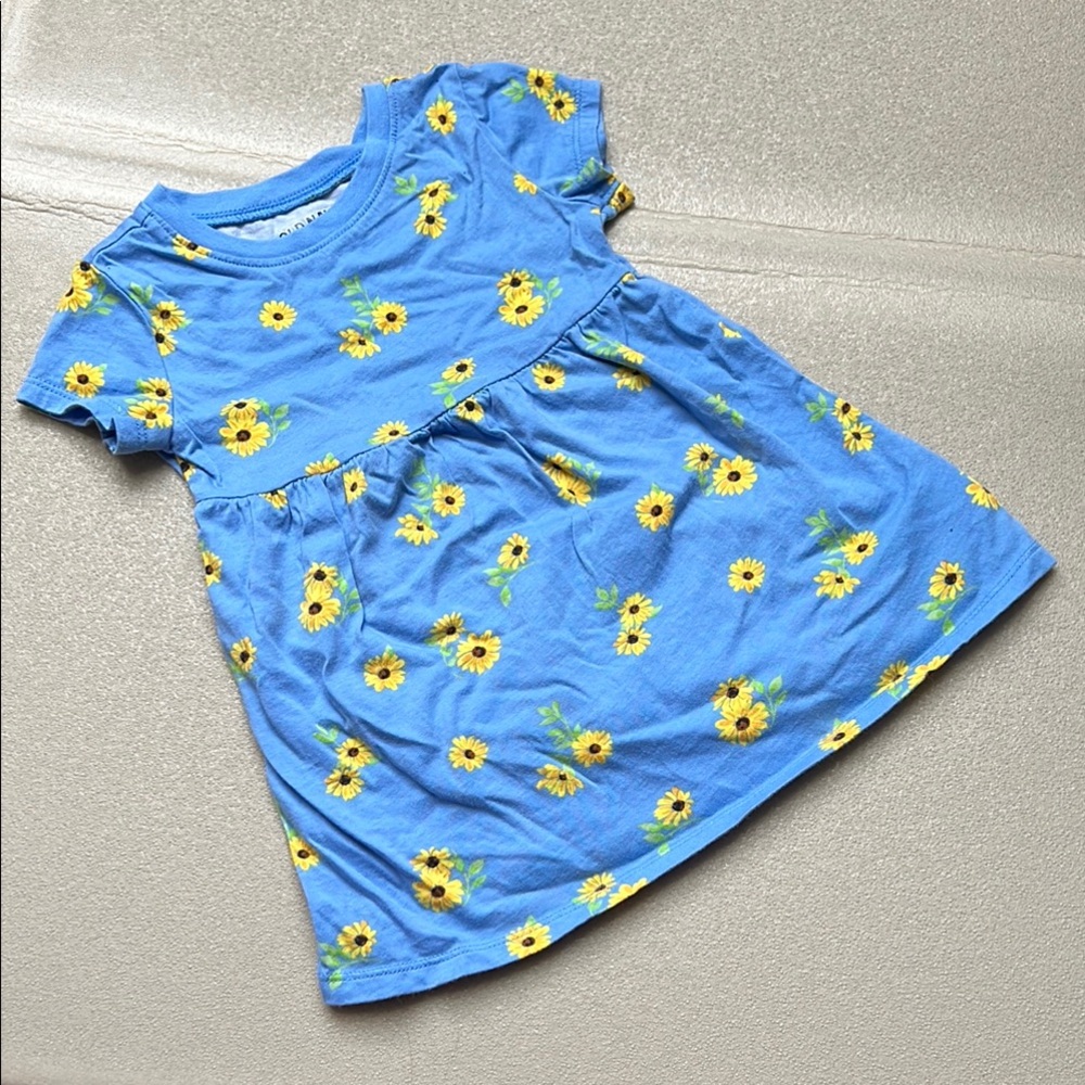 Old Navy Vibrant Blue Dress with Sunflower Pattern 12-18M